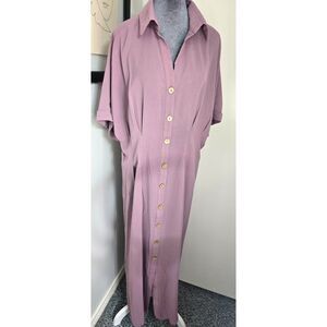 Emery Rose Mauve Button Down Short Sleeve Collared Dress – Size 1XL
